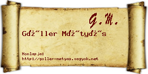 Göller Mátyás névjegykártya