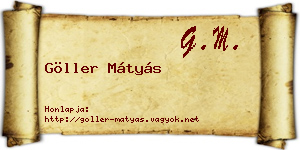 Göller Mátyás névjegykártya